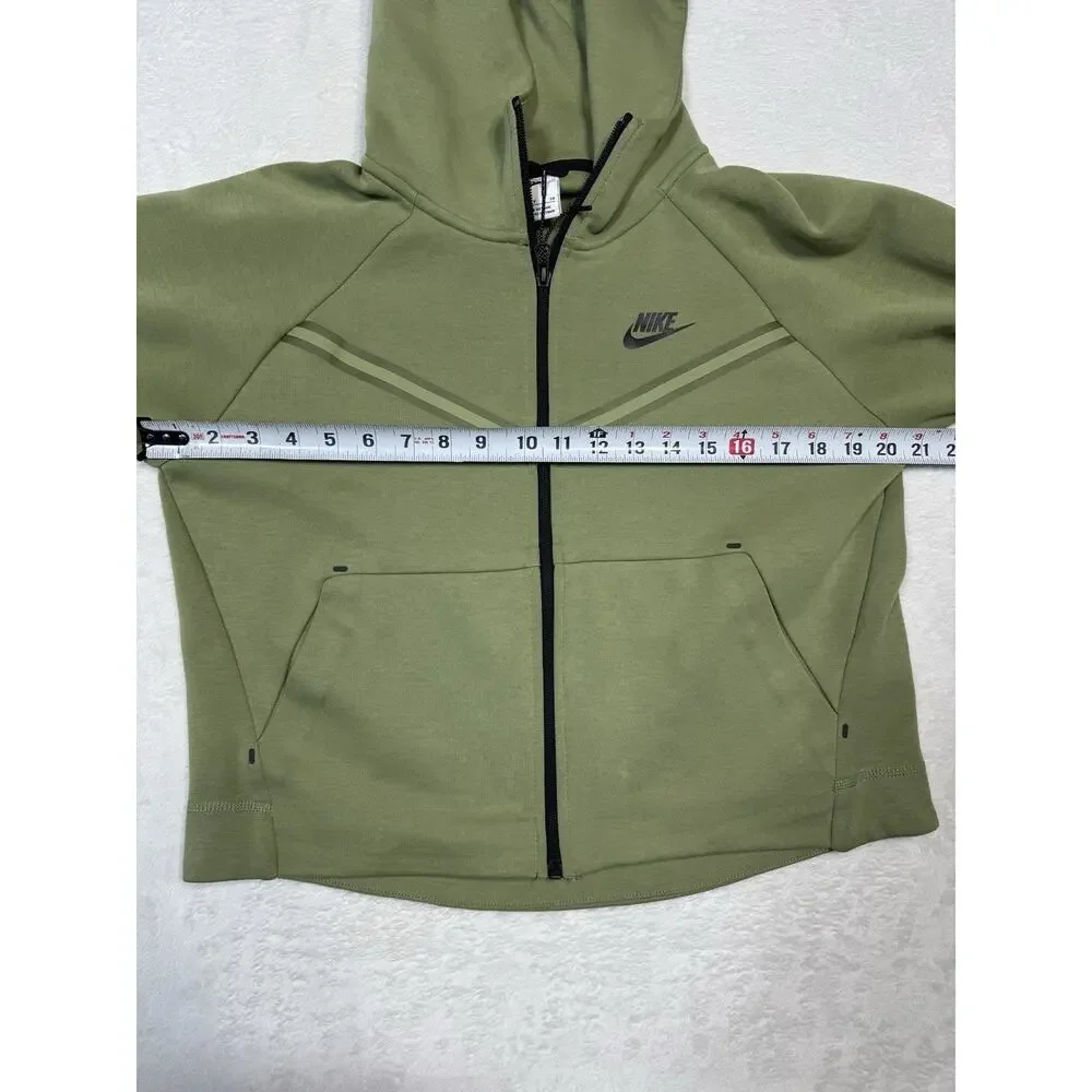 Nike Tech Fleece Windrunner Hoodie Alligator Green Olive Jacket Womens Sz Sm